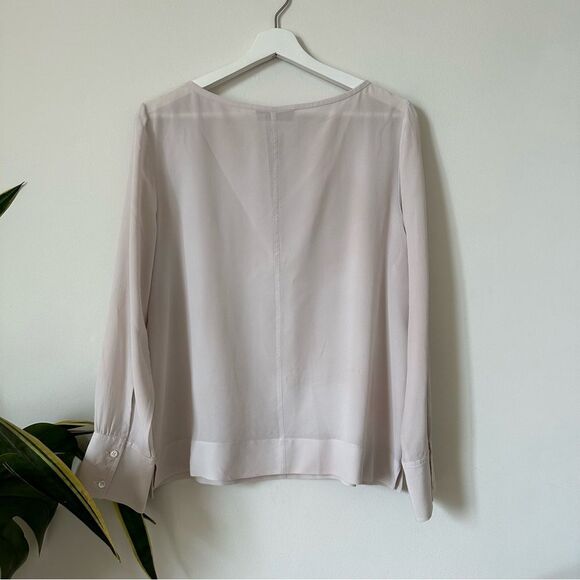 Everlane The Clean Silk Notch Long Sleeve Shirt Size 10 - Picture 3 of 7